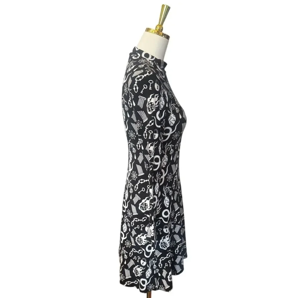 Nooworks Tonya Dress x While Odin Sleeps Odin Print Small Mock Neck Made in USA